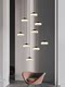 American Minimalist Staircase Chandelier, Saucer-Shaped Creative Designer Villa Living Room Duplex Loft Spiral Staircase Light