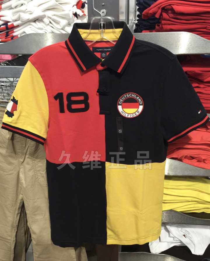 Jiuwei xác thực toàn cầu mua Tommy Hilfiger của nam giới World Cup phiên bản giới hạn nhanh chóng làm khô kem chống nắng ngắn tay áo polo