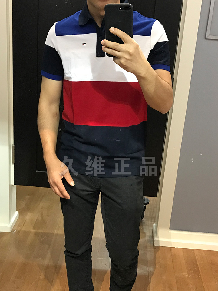 Jiuwei toàn cầu mua Tommy Hilfiger hè mới thời trang đẹp trai và thoải mái lưới cotton Áo thun nam áo polo nam hàng hiệu
