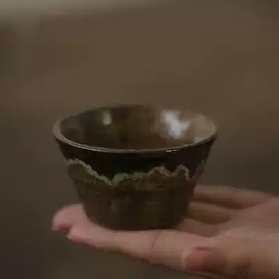 Coarse drip glaze kiln change imitation wood-fired small Cup smelling Master Cup single cup tea art smell kung fu tea ceremony tableware