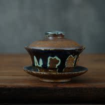 Japanese Glaze Water imitated firewood three Cai bowl kiln transformation purple sand large tea bowl Cup kung fu tea set tableware