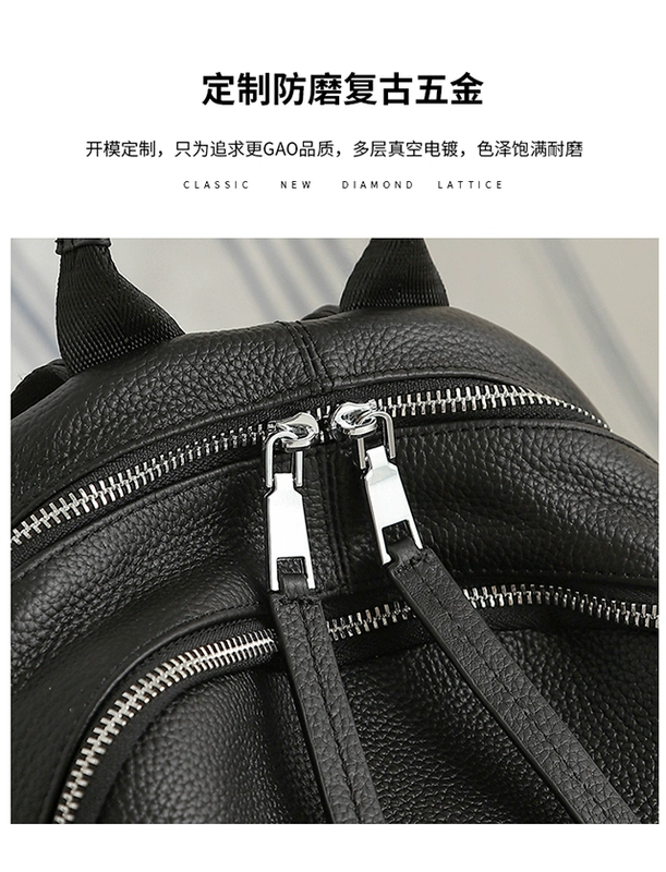 Túi đeo vai nữ da mềm đầu tiên của Wei 2019 mới hoang dã phiên bản Hàn Quốc của chiếc ba lô da hình thoi đầu tiên - Ba lô