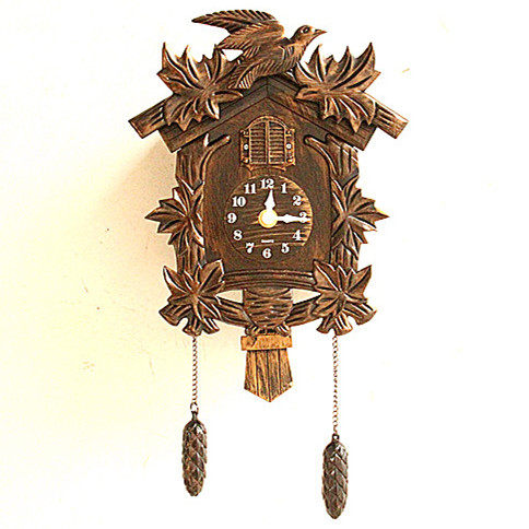 Cuckoo wall clock Pastoral living room wall clock Cuckoo clock Creative fashion cartoon children's room Bird time clock