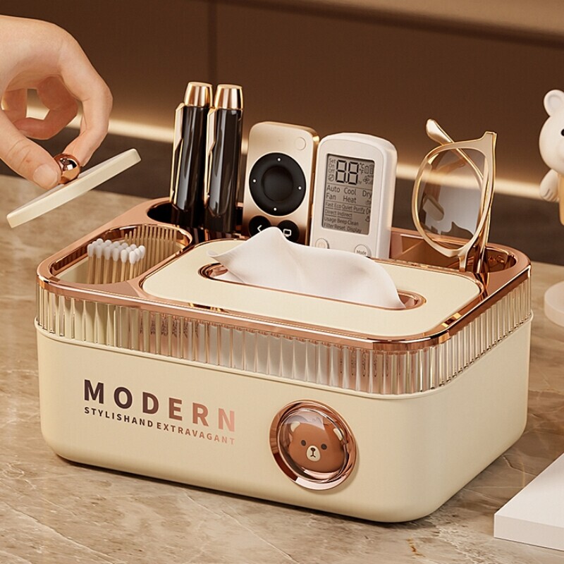 Japanese Imported Mujie Tissue Box for Home Use, Living Room Desktop Tissue Holder, Light Luxury High-End Multifunctional Coffee Table Organizer