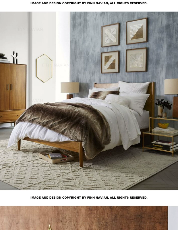 Thời gian giới hạn giảm 30% / di sản cổ điển Oooja giường Bắc Âu / gỗ hoàng dương Mỹ tất cả giường đôi bằng gỗ / vàng ấm - Giường