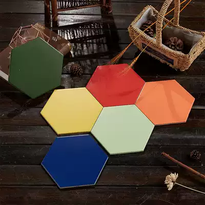 Nordic classic black and white gray hexagonal brick Balcony antique brick Kitchen floor tile engineering modern wall brick 200 230