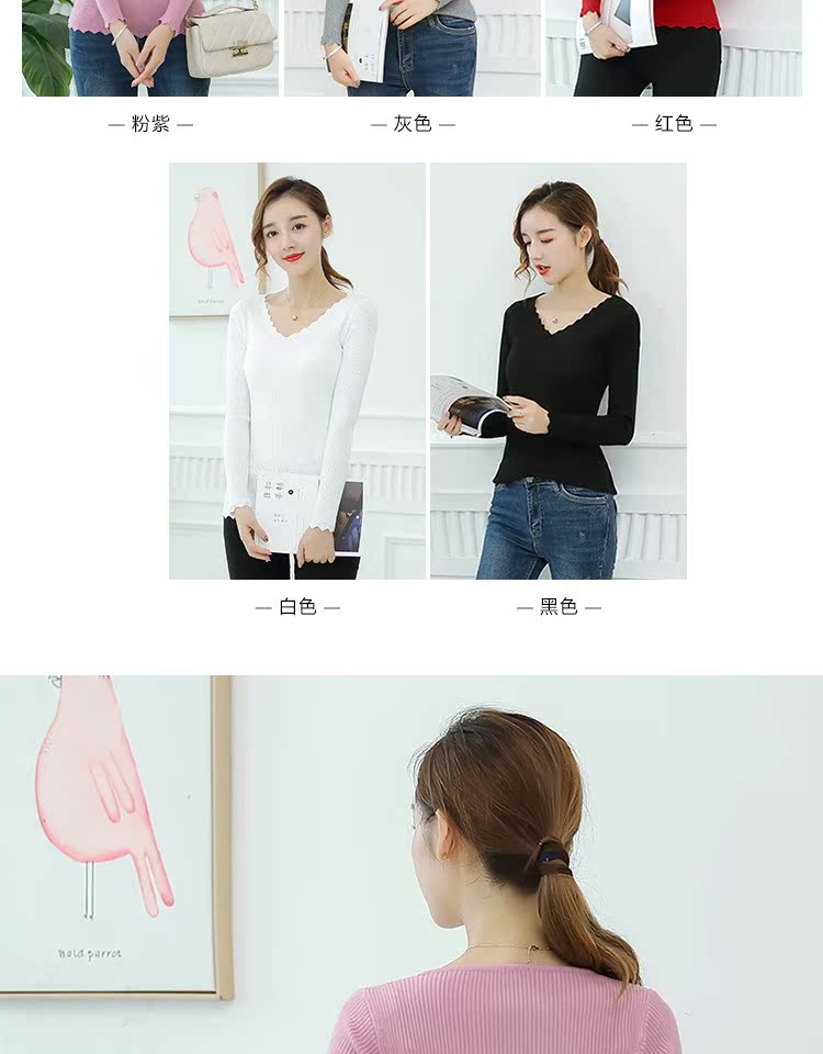 Áo len len tay dài cho nữ mùa thu 2018 mới slim slim màu chic chic áo len đầu thu mùa thu áo len croptop