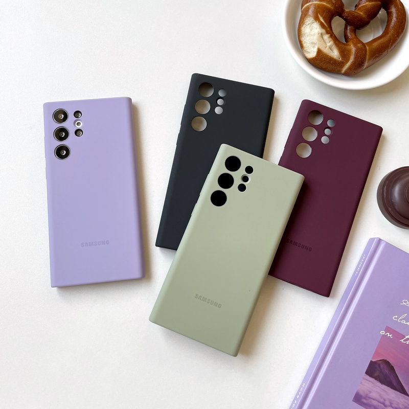Samsung S22Ultra Mobile Phone Case Liquid Silicone Anti-Fall Suitable for All-Inclusive Pure Color Original Protective Cover for Men and Women Simple