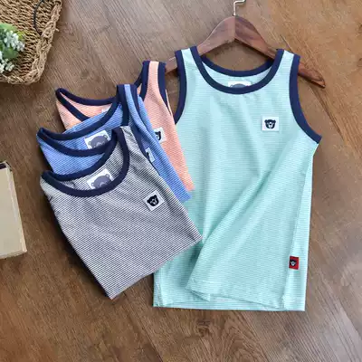 Children's summer cotton vest thin men's and women's pinstripe elastic skin-friendly soft sleeveless vest