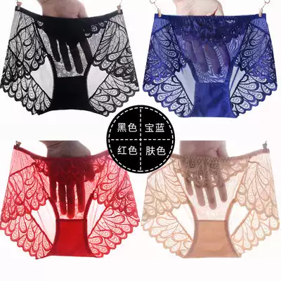 4 pieces of lace transparent large size mesh Sexy hot extreme temptation women's sex panties underwear passion suit
