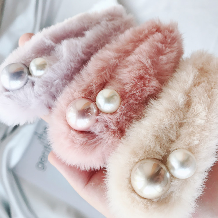 Hand custom delicate small hairpin ~ rabbit plush small communal pearl hair decoration BB clamp