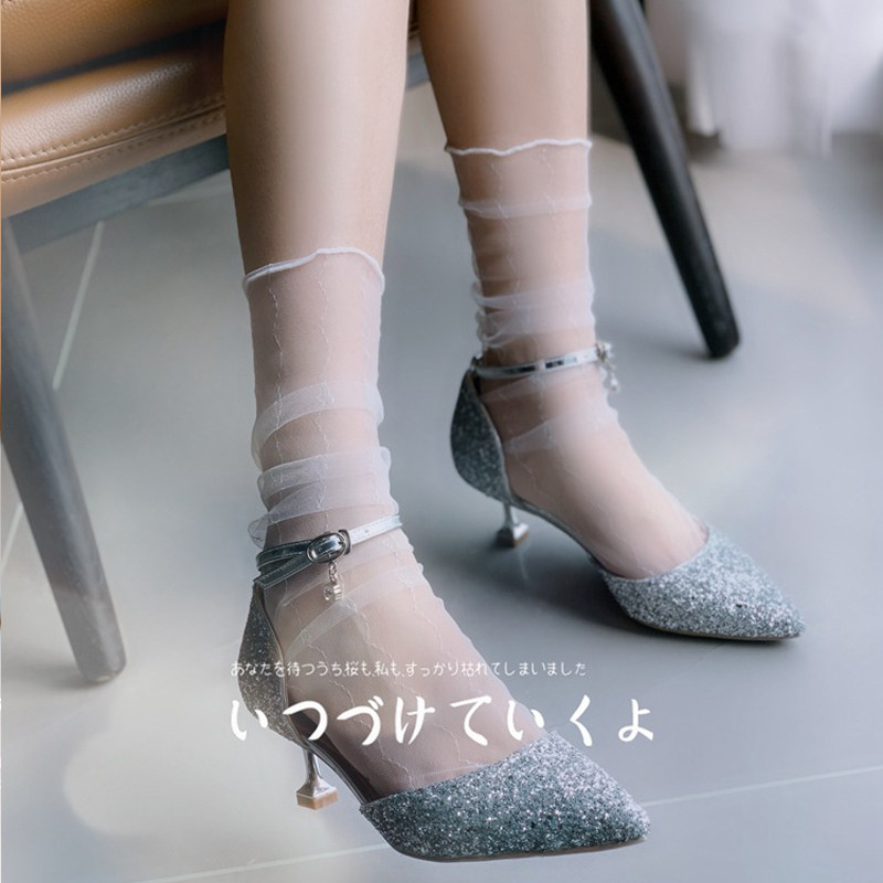 Little fairy BI Buy a high face value new microflashy Pivot Bubble Socks girl Heart light Lori cute mid-cylinder
