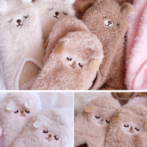 Cute girl heart autumn and winter new soft cartoon three-dimensional ears floor socks home O warm thickened couple
