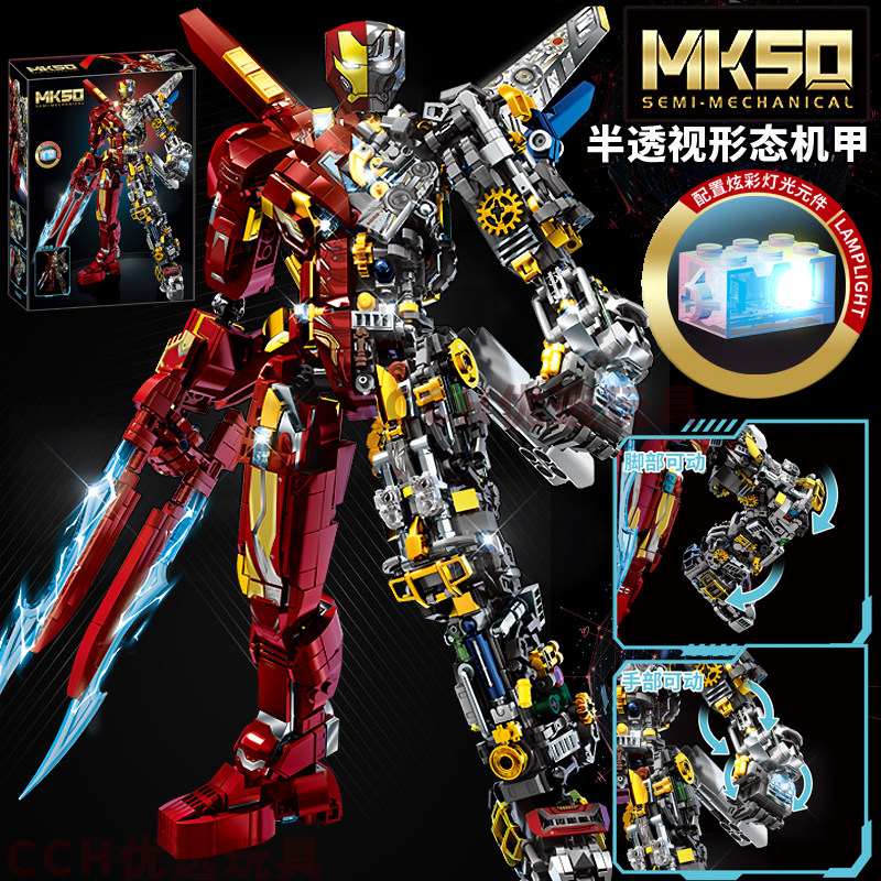 半機械式アイアンマンMK50メカ組み立てブロックロボットハルクバスター組み立ておもちゃ（8歳から14歳の男の子向け）