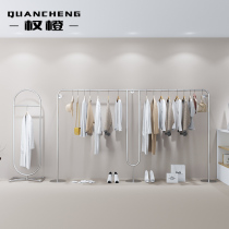 Clothing store display rack display rack wall-mounted stainless steel silver hanging clothes shelf Korean style womens clothing shelf