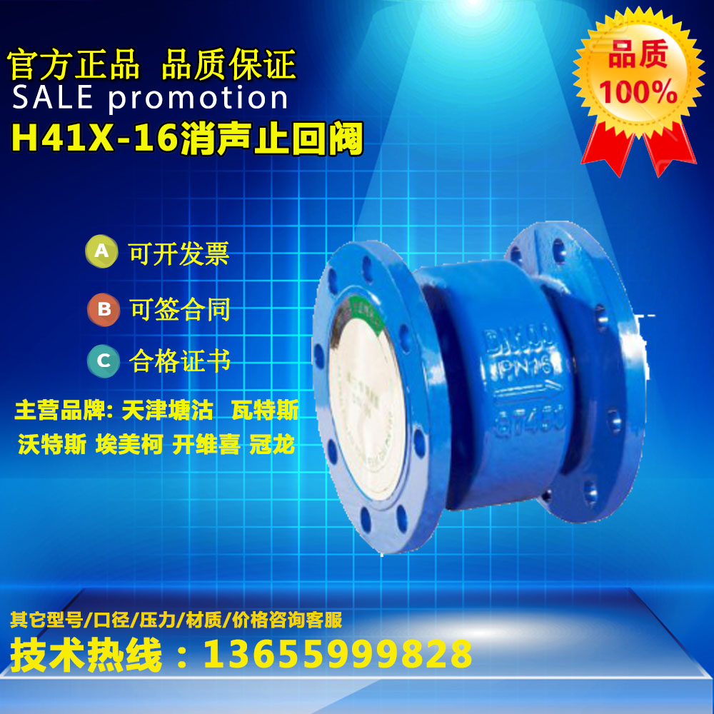 Tianjin Tanggu flange silencer check valve HC41X-16QDN100 silencer valve factory direct sales guarantee