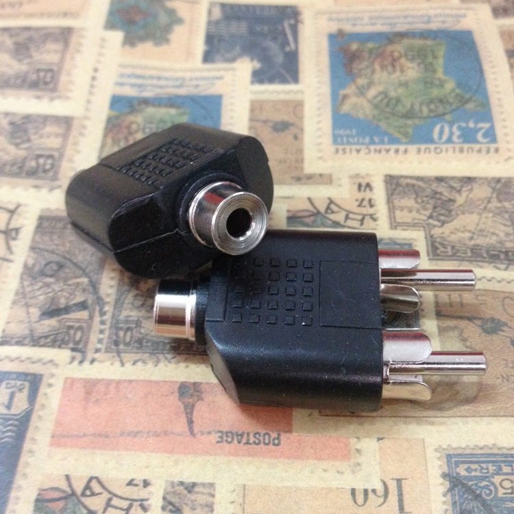 Nickel-plated 3 5mm female to 2RCA male audio adapter 3 5 female to double lotus male one point two