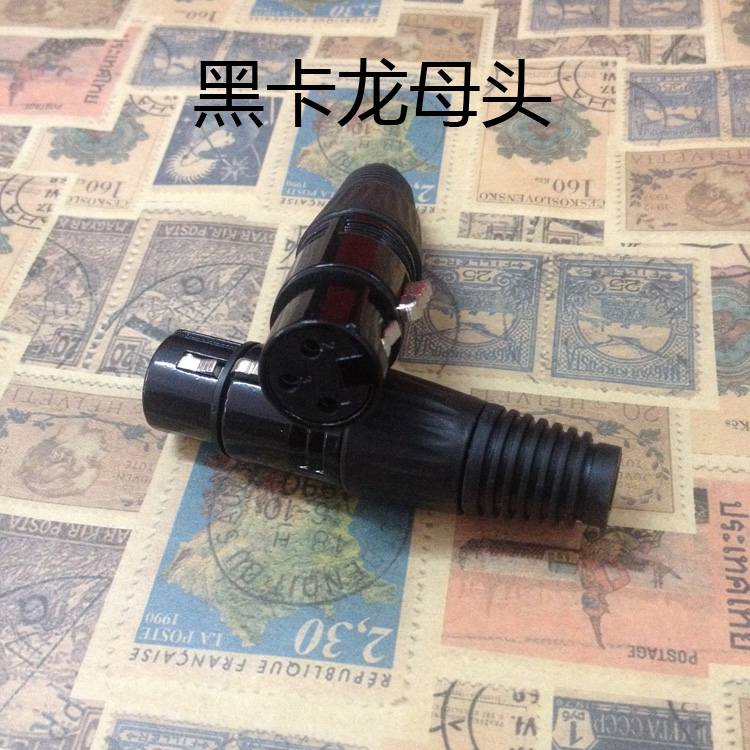 Black Xlr female plug three-core black cannon female head Karon plug Microphone plug Microphone plug