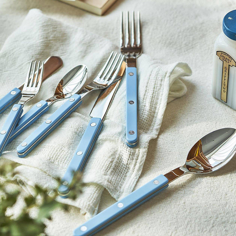 French Sabre Paris Bistro Sky Blue Instagram-Style High-Quality Western Cutlery Steak Knife Stainless Steel Spoon French Sabre Paris Bistro Sky Blue Instagram-Style High-Quality Western Cutlery Steak Knife Stainless Steel Spoon