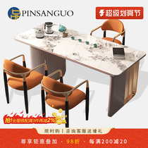 Light luxury plate tea table and chair combined modern simple large board high-end office dual-use desk one-use tea table