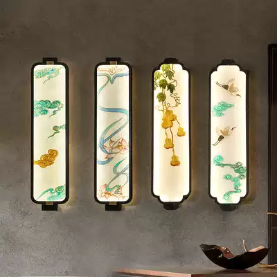 Enamel color new Chinese wall lamp All copper living room TV background wall Bedroom bed aisle stairs Villa wall lamp