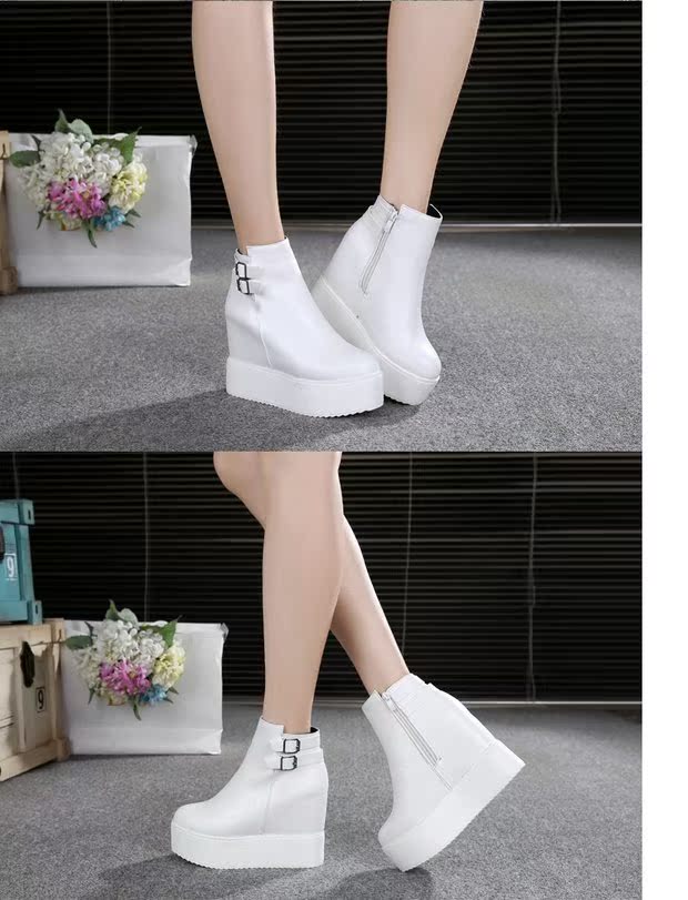 Phiên bản mới của Hàn Quốc của Martin ủng siêu cao gót nêm cao gót đơn cho trẻ em mùa xuân và mùa thu 2017 giày boot nữ hàng hiệu