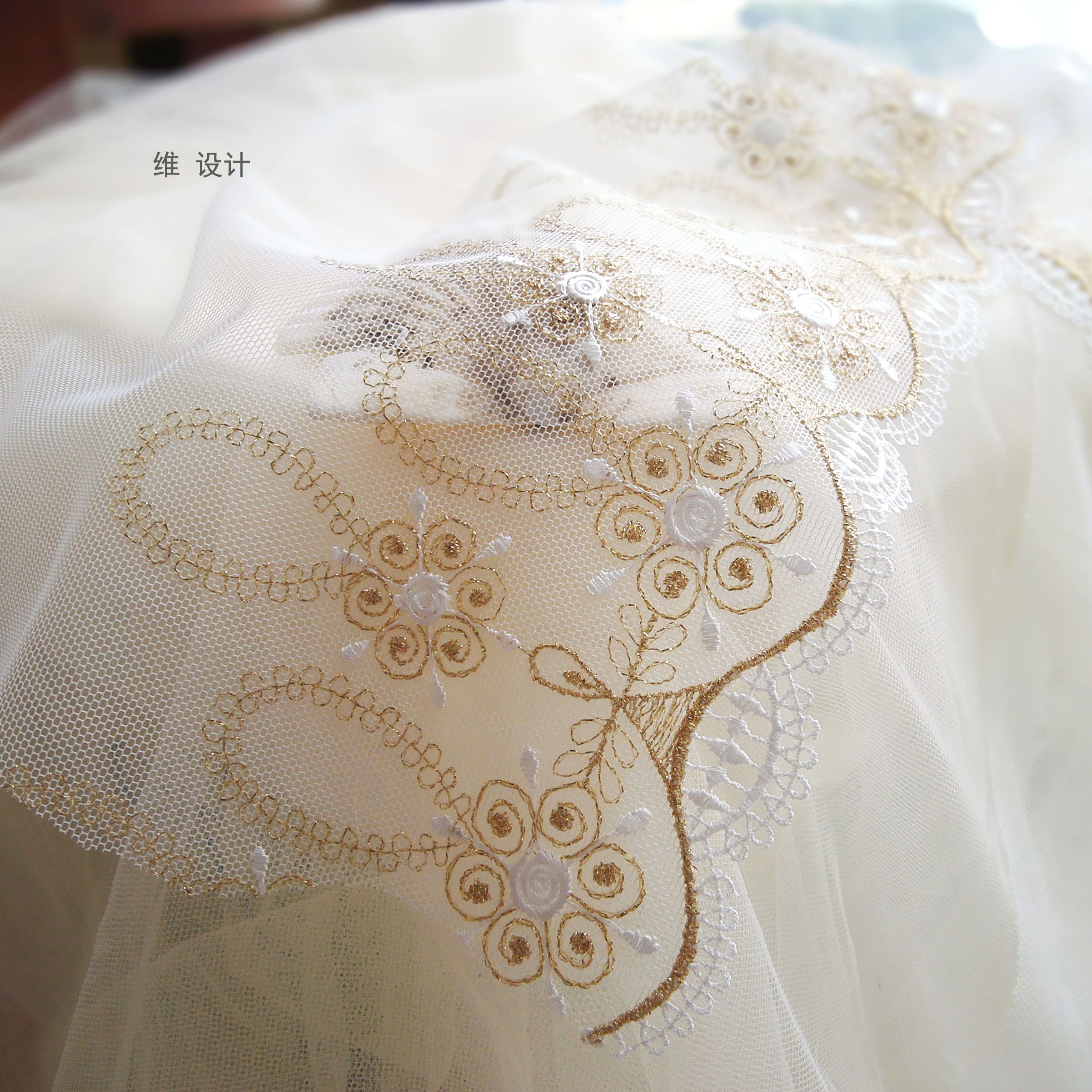 Dimensional Design Qipao Gold Thread Mesh Yarn Water Soluble Embroidered Lace Lace Dress Hanfu Roletta Skirt Hem