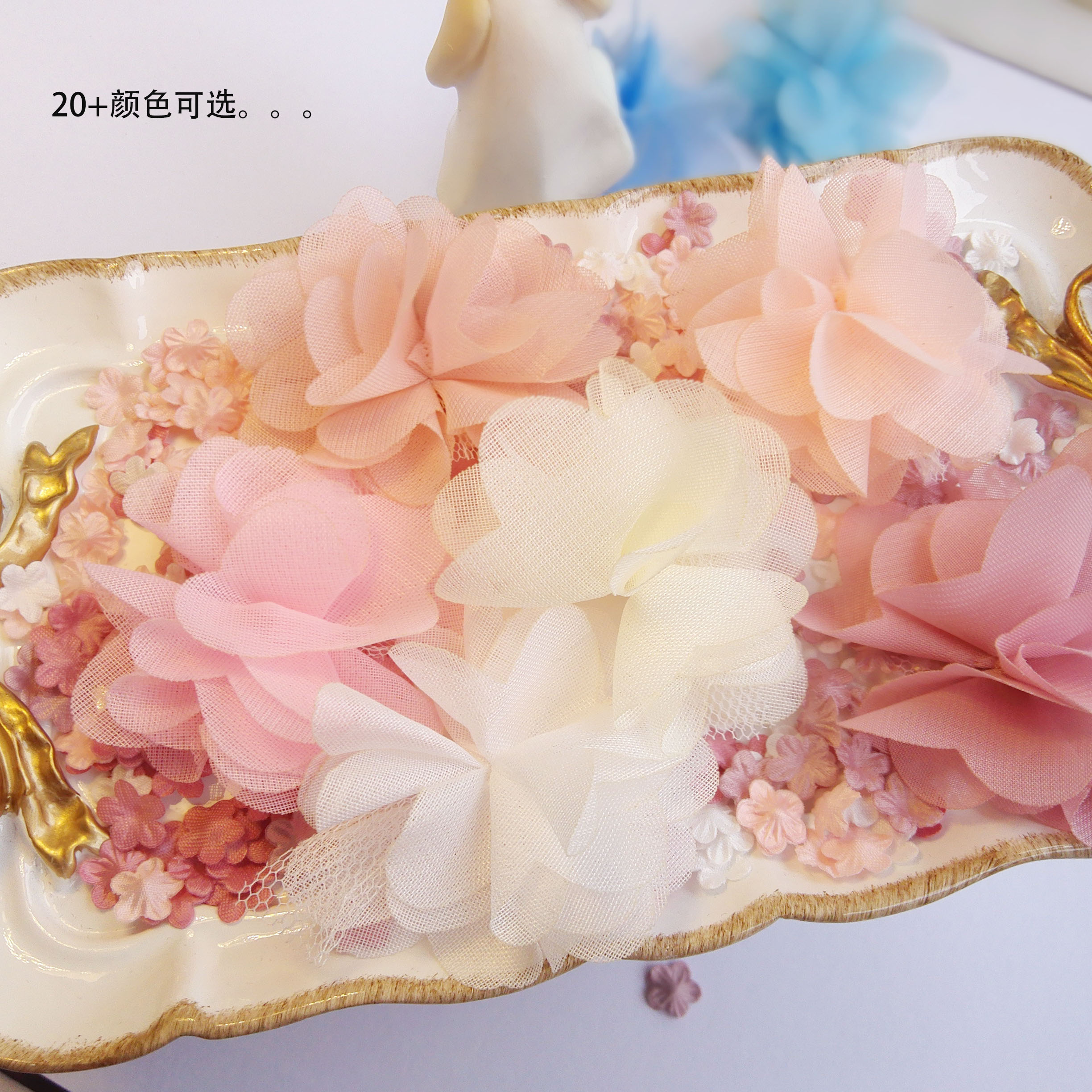 5 yuan 15 colorful black and white chiffon three-dimensional fabric small petals flower clothes decoration doll clothes children's skirt