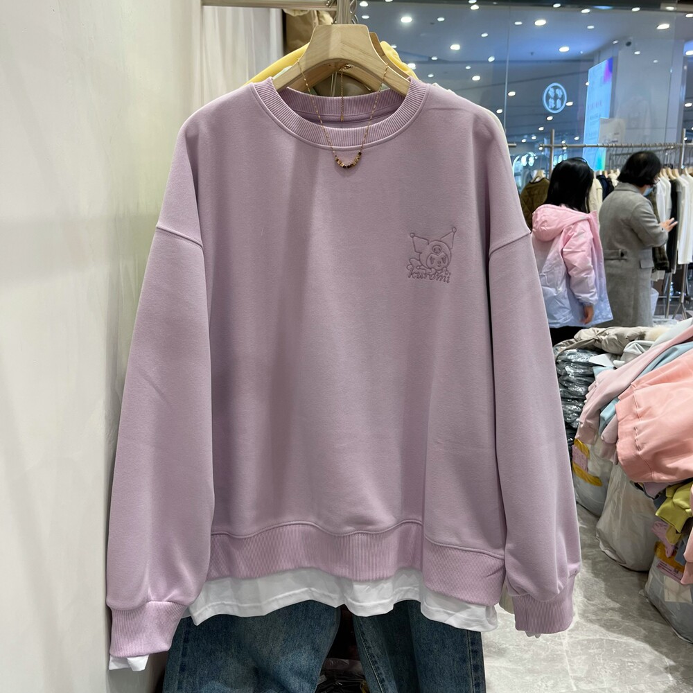 Two pieces of back embroidery dress girl in spring 2023 new loose long sleeve tops and fashion gas