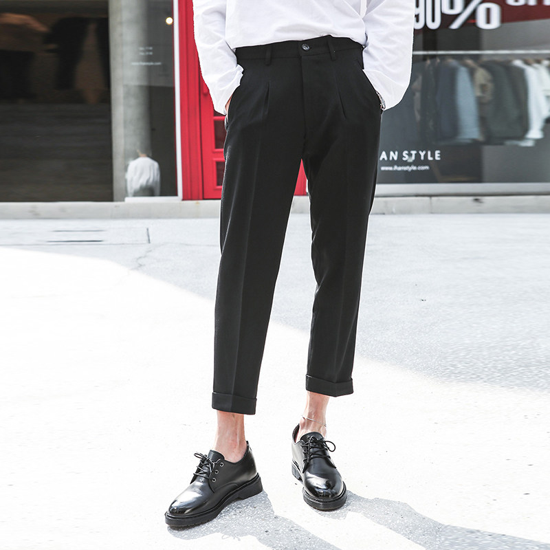 2021 autumn nine-point pants men's loose straight casual pants slim Joker Korean student trend suit pants men