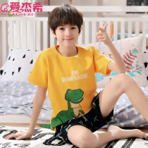 Boys  pajamas summer cotton thin section childrens summer short-sleeved suit summer half-sleeved shorts pullover cute cartoon