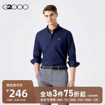  G2000 mens 2021 summer new classic button collar solid color shirt simple solid color shirt mens long-sleeved