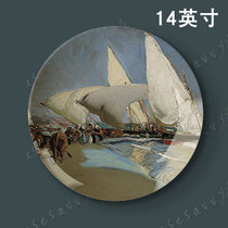 Joaquin Sorolla Impressionist oil painting master famous painting 14-inch American living Room decorative plate hanging plate wall