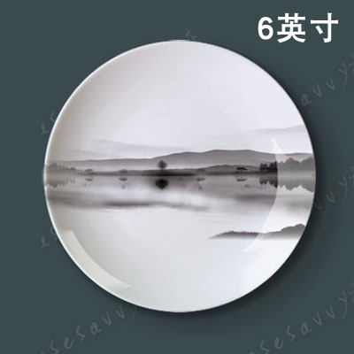 6 inch Nordic style black and white decorative plate hanging wall living room dining room background wall hanging plate ceramic plate plating