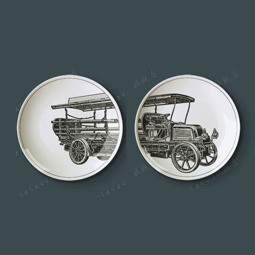 10-inch retro vintage car ceramic plate dining room kitchen decoration hanging plate sitting plate decoration porcelain plate painting plate wall
