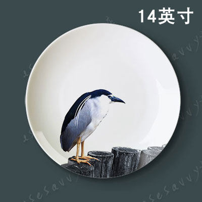 14 Inch Lotus Ceramic Plate Office Dining Room Dining Room Bedroom Background Wall Face Wall Wall-mounted Disc Decoration Pendulum