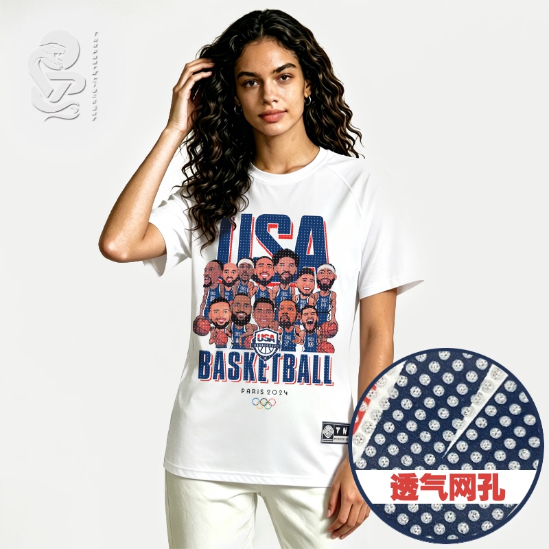 Olympic Dream Team Usa Men's Basketball Team Usa James Curry Cartoon Quick-Drying Short-Sleeved Durant Basketball Sports T-Shirt Olympic Dream Team Usa Men's Basketball Team Usa James Curry Cartoon Quick-Drying Short-Sleeved Durant Basketball Sports T-Shirt