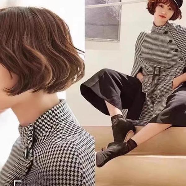 European and American Export Winter Women's Fashion Wool Blend Mid-Length Cape Long-Sleeve Shawl Coat