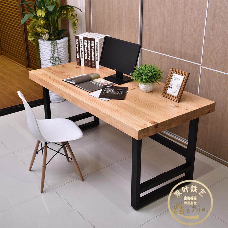 American Retro Iron Art Café Dining Table And Chairs Office Solid Wood Meeting Table Minima Desk Home Desktop Computer Desk