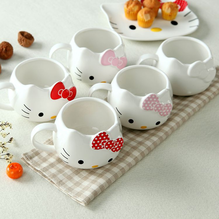 HJ日式可爱卡通儿童陶瓷杯子水杯花茶杯咖啡杯套装杯马克杯礼品