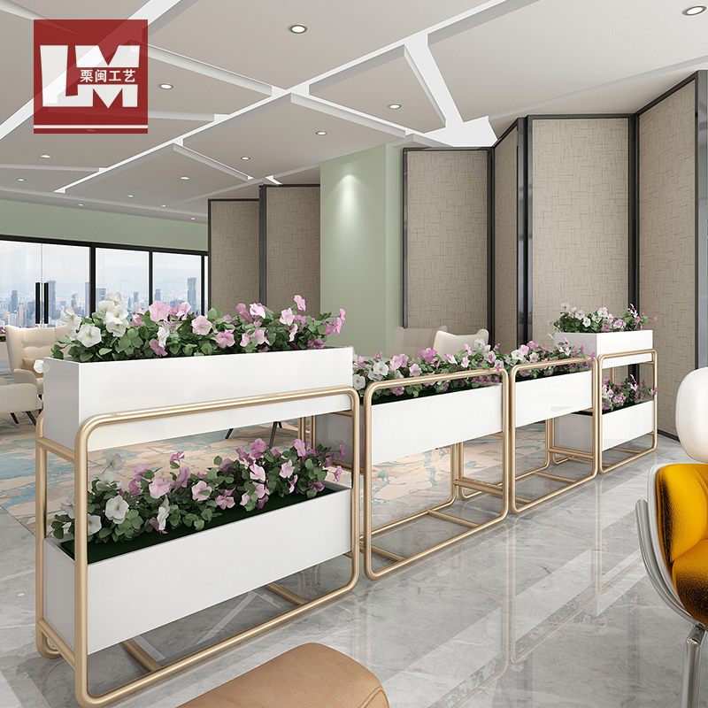 Outdoor flower box flower frame wrought iron flower trough commercial street planting box rectangular sales department flower bed outdoor gardening partition