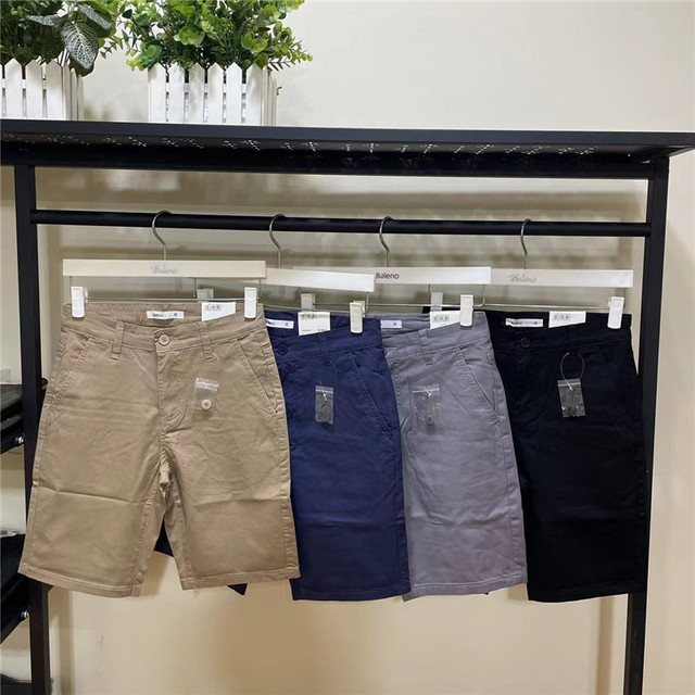 Authentic Baleno Shorts, Fashionable Men's Pure Cotton Solid Color Simple Black Men's Summer Shorts, Men's Five-Point Shorts