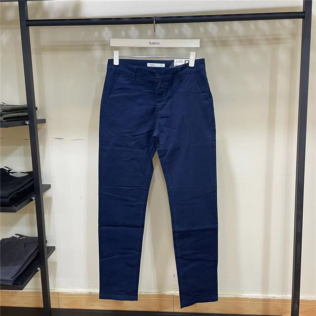 Authentic Baleno Men's Casual Pants, Pure Cotton, Slim Fit, Solid Color, Simple Design, All-Season Comfortable Casual Long Pants for Men