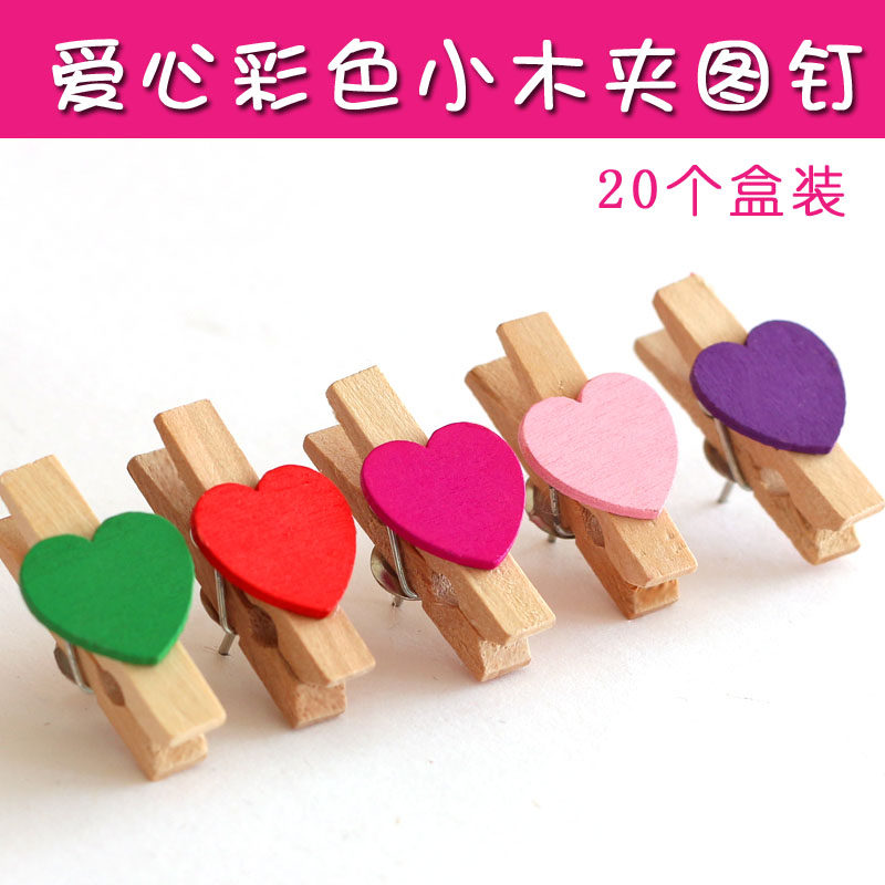 Care small wooden jacket nail 20 box colored creative cork message board decorated by nail photo wall fixed nail
