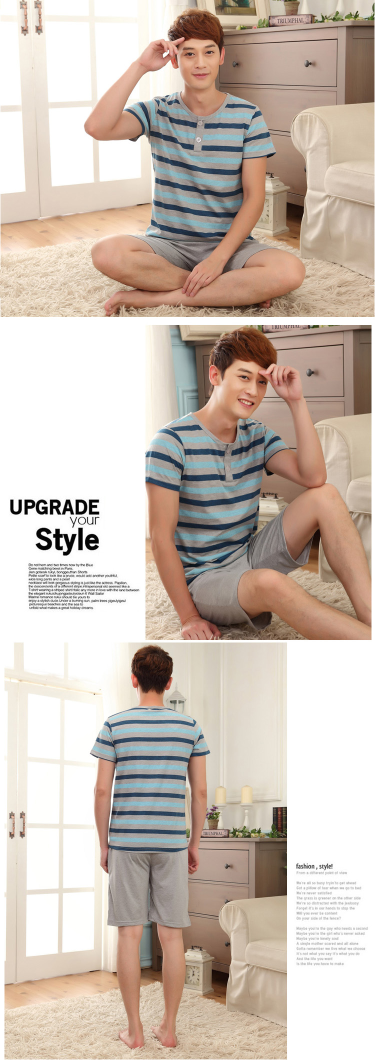 Đồ ngủ nam mùa hè nam ngắn tay quần cotton nam nam mùa hè của nam giới XL dịch vụ nhà phù hợp với mùa hè thời trang nam