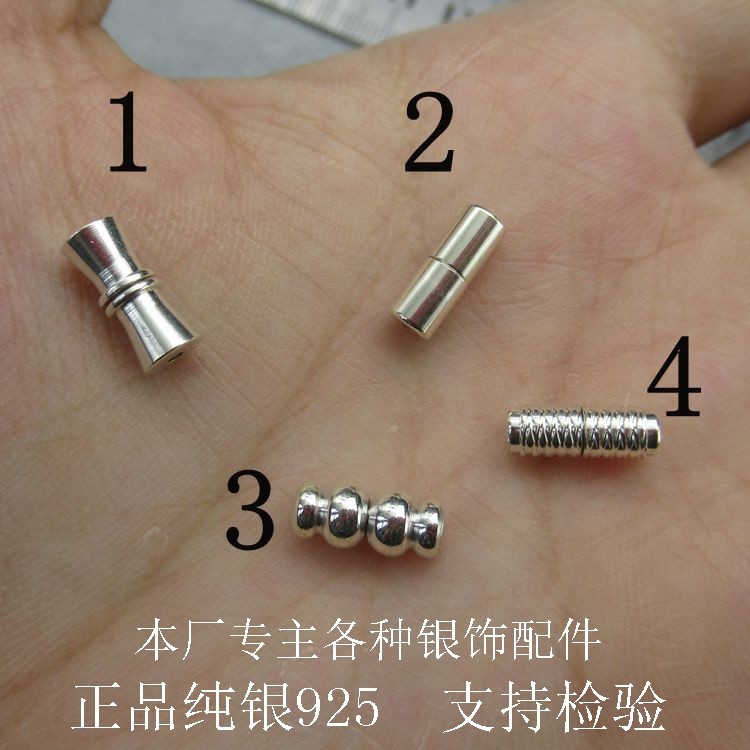 s925 silver diy silver accessories necklace screw connected buckle accessories accessories red rope hand-made pearl handle bead factory