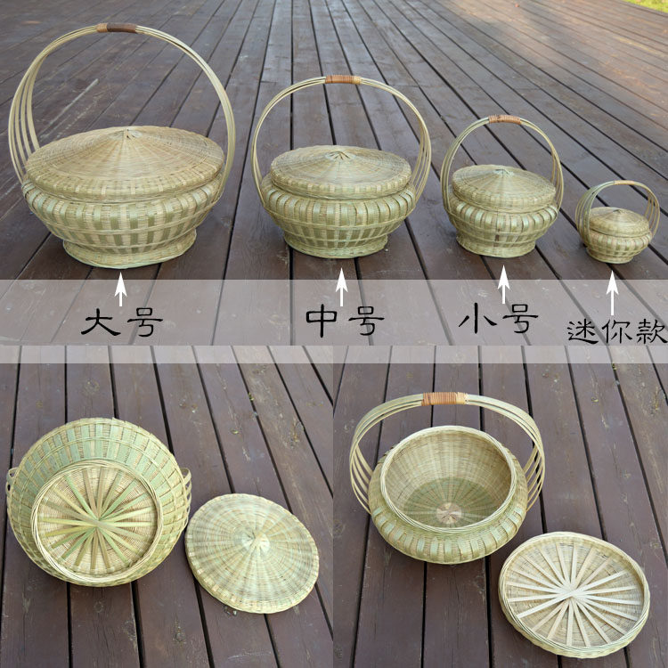 批发湘西全手工精编竹篮有盖手提篮子茶叶篓竹筐竹篓婚庆礼品花篮-阿里巴巴