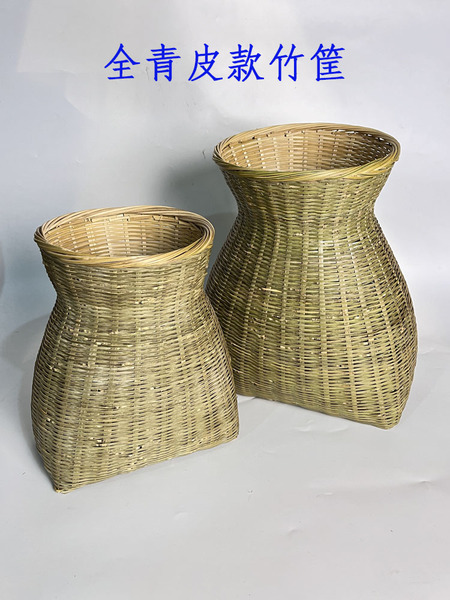 青皮编织采摘茶叶筐茶篓手工竹编鱼篓竹筐儿童竹篮户外垂钓鱼篓