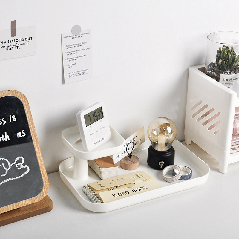 Ins wind double-decker shelf collection rack desktop miscellaneous collection box college students bedroom collection rack jewelry tray