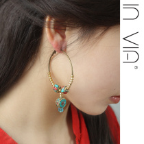 invia original ethnic wind earrings Nepalese earrings Tibetan earrings large circle female earrings retro earrings